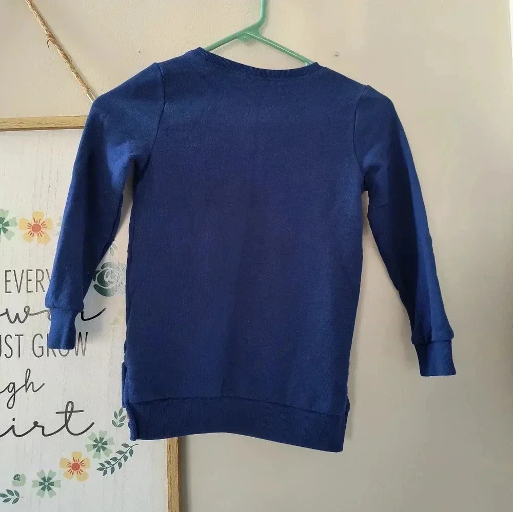 Blue long sleeve sweatshirt with red pink green sequin stars girls size 6